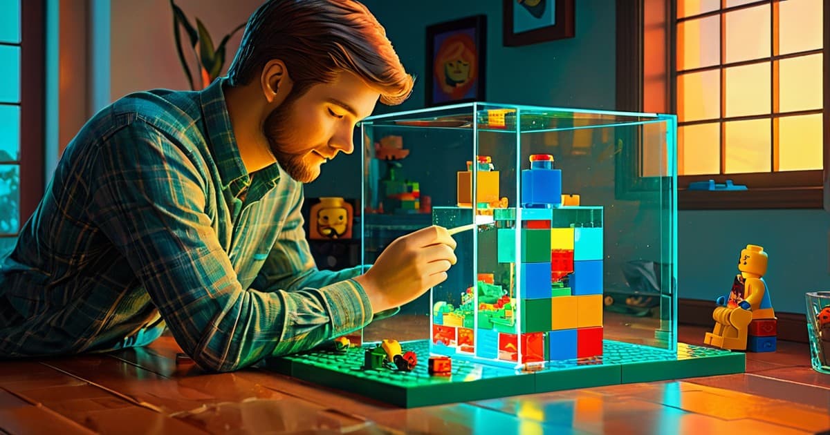 Papa baut mit seinem Sohn Lego — aus der Zelle